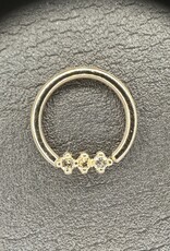 Quetzalli Quetzalli 16 3/8” Gala Ring with White Sapphire nipple oriented YG