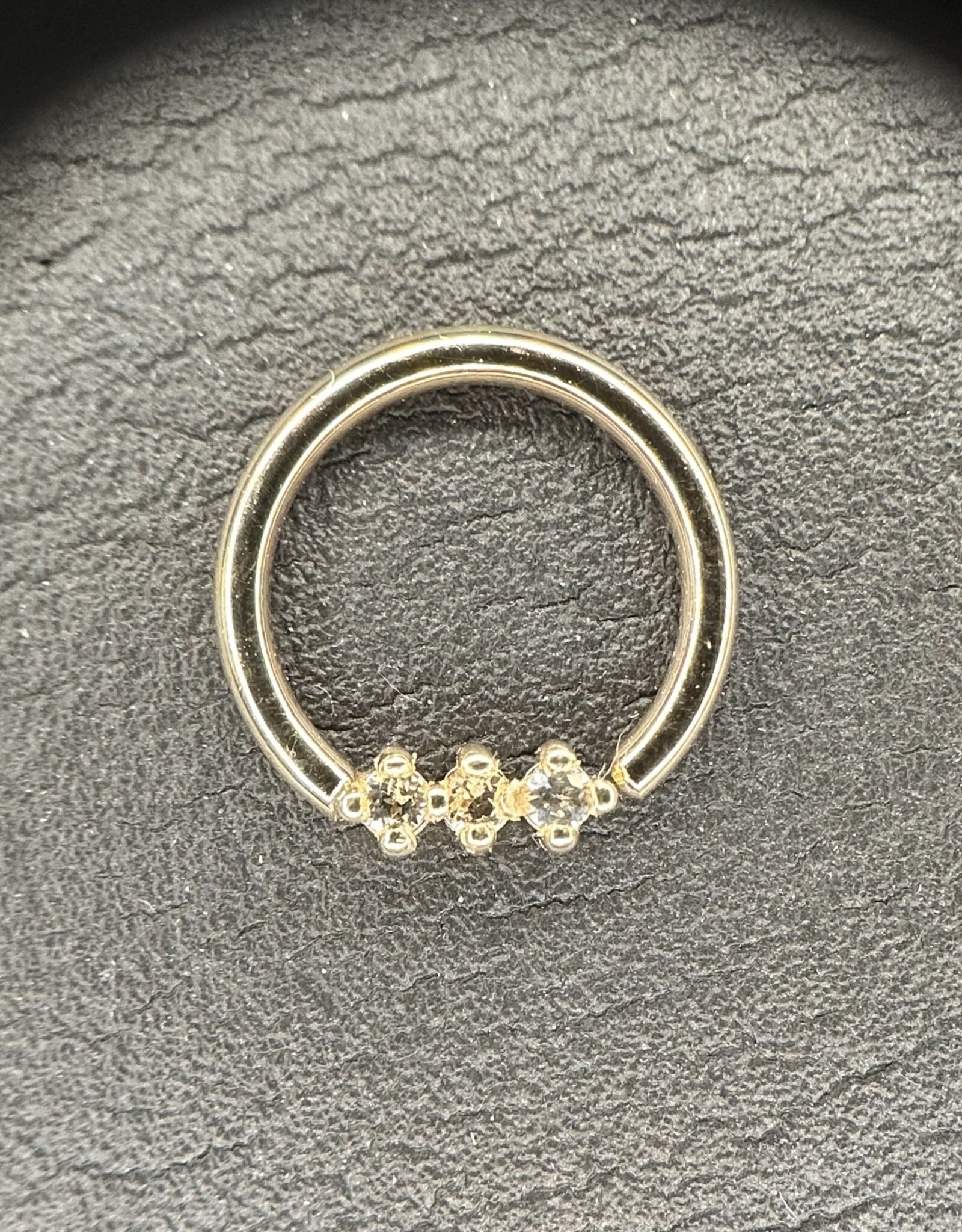 Quetzalli Quetzalli 16 3/8” Gala Ring with White Sapphire nipple oriented YG