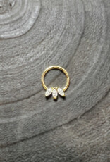 Quetzalli Quetzalli 16g YG TRIPLE MARQUISE RING seam ring 3/8” nipple oriented WHITE SAPPHIRE