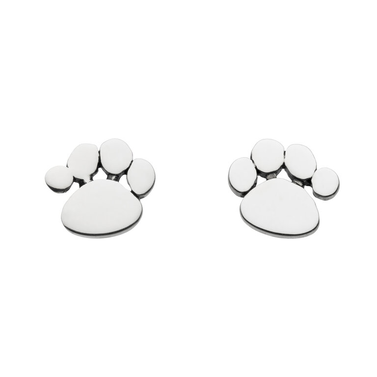 Sterling Silver Paw Print Stud Earrings