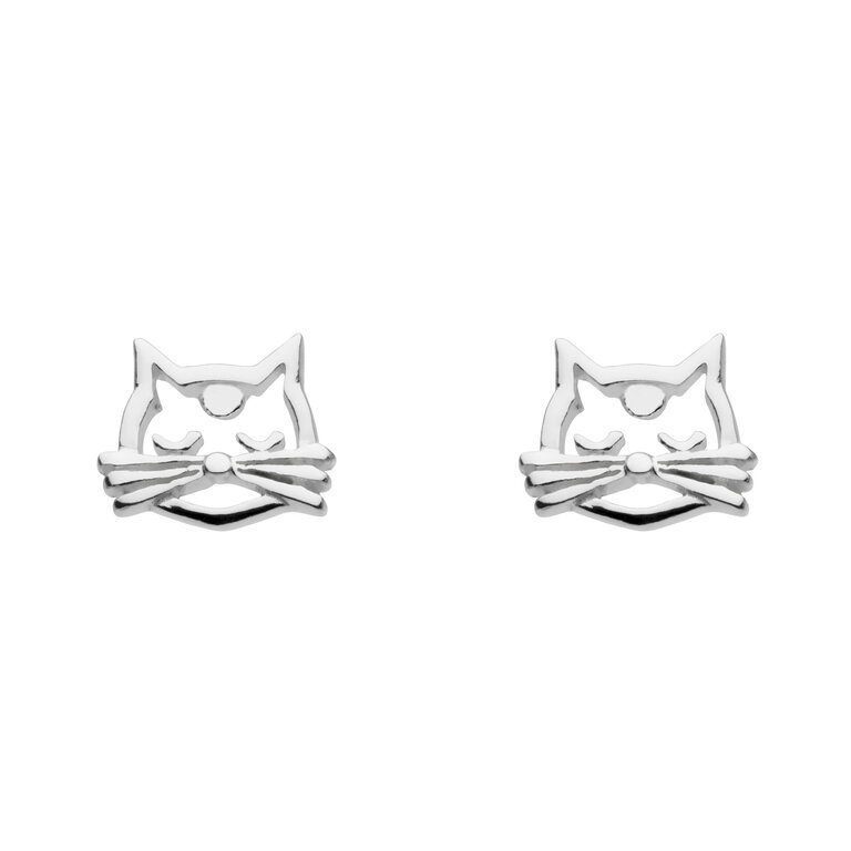 SS/Dew Feline Face Stud Earrings