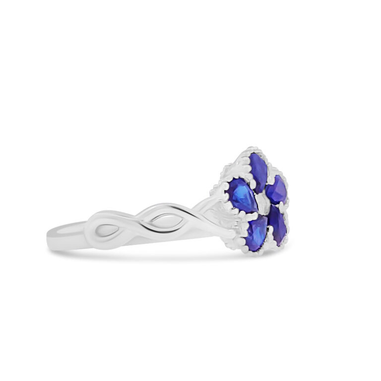 18KW Dia/Saph Flower Ring Di .15ct, Saph .85ct