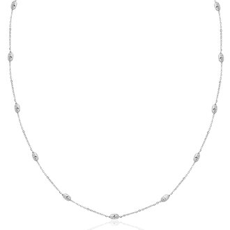 Expressions Jewelers White Gold Ovalina Station Necklace
