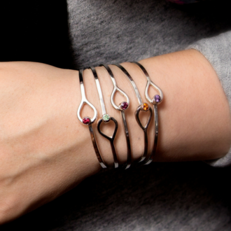Handmade Sterling Silver Hook & Loop Birthstone Bangle Bracelets Handmade Sterling Silver Hook & Loop Birthstone Bangle Bracelets