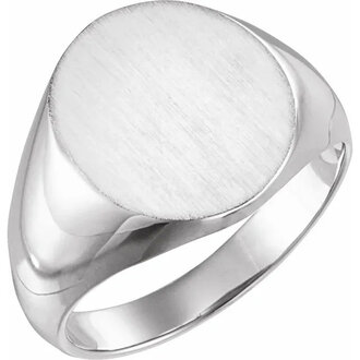 Expressions Jewelers White Gold Oval Signet Ring