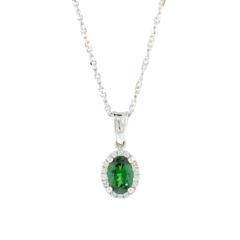 Tsavorite Garnet Halo Pendant