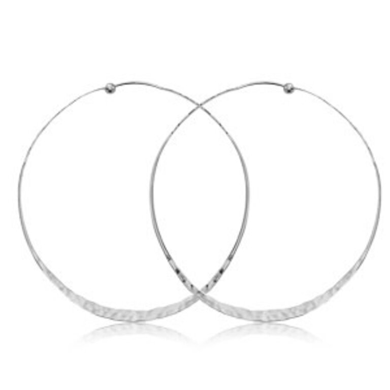 Silver Hammered Twisted XL Hoops