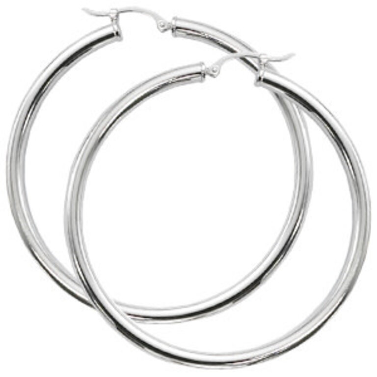 Silver Classic Large Hoop Earring