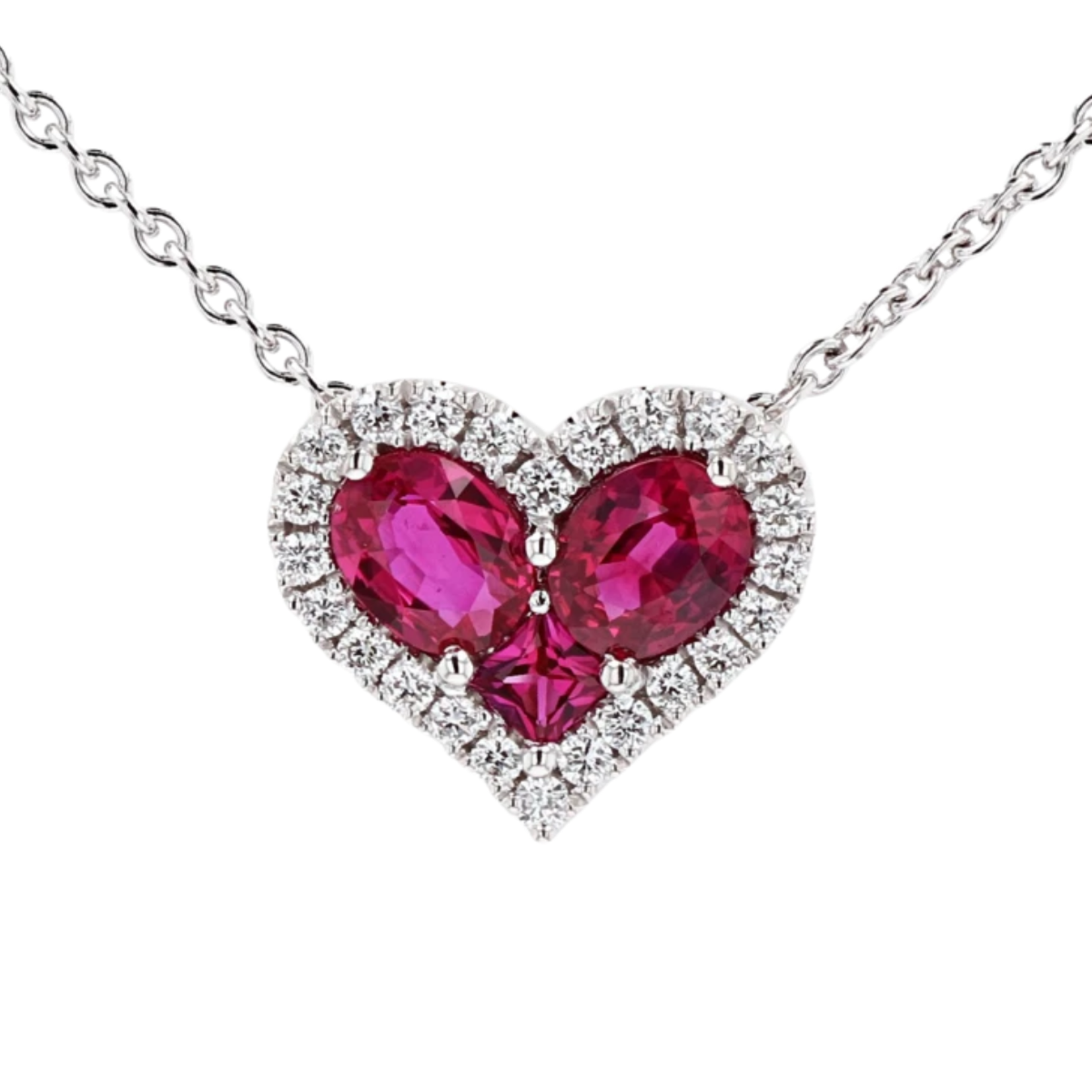 Ruby & Diamond Heart Necklace
