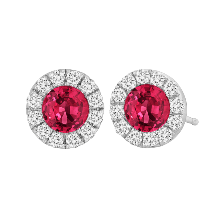 Ruby & Diamond Halo Earrings