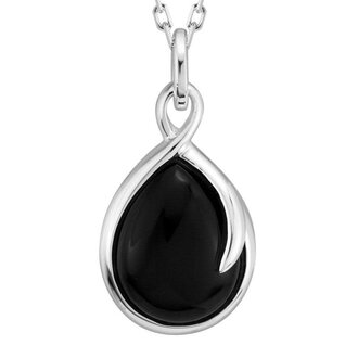 Expressions Jewelers Black Onyx Teardrop Pendant in Silver