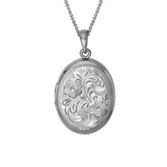 Expressions Jewelers Silver Floral Oval Locket