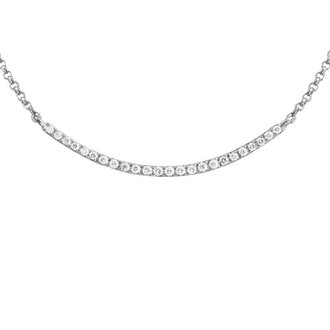Expressions Jewelers 14kw Curved Diamond Necklace .12cttw adjustable 16", 17", 18"