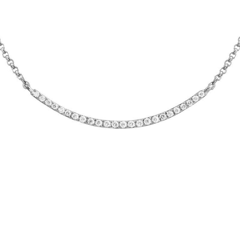 Expressions Jewelers 14kw Curved Diamond Necklace .12cttw adjustable 16", 17", 18"