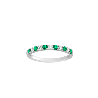 Expressions Jewelers 18KW Emerald & Diamond Band Expressions Jewelers 18KW Emerald & Diamond Band