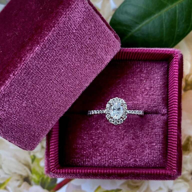 Oval .53ct Halo Diamond Engagement Ring