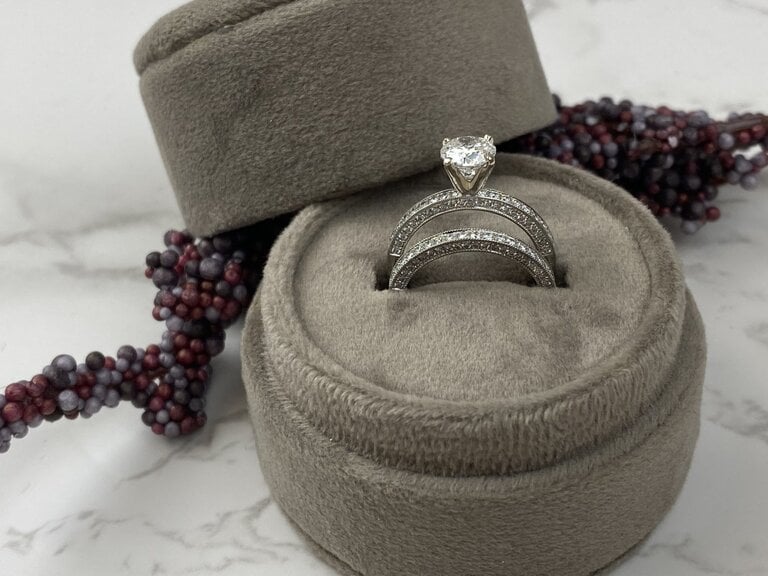 Three-row Diamond Wedding Set