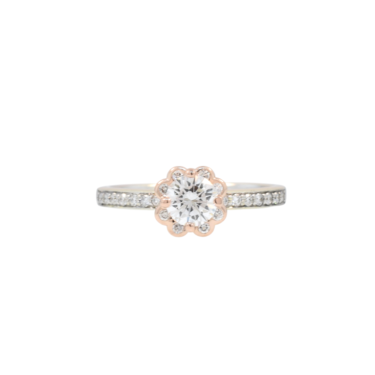 Rose & White Diamond Engagement Ring