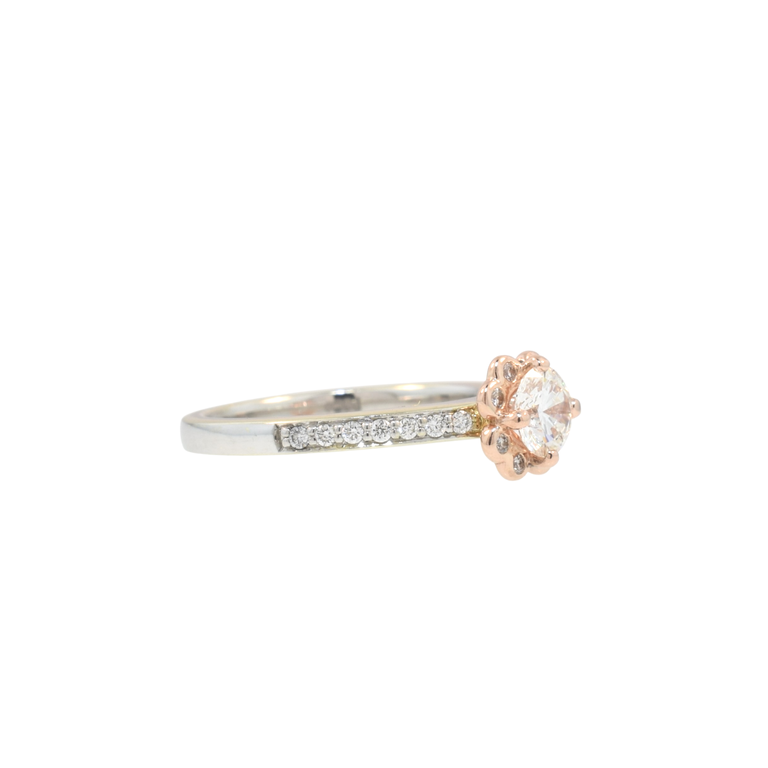 Rose & White Diamond Engagement Ring