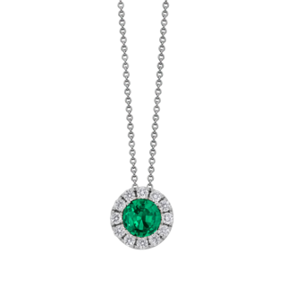 Expressions Jewelers Emerald & Diamond Halo Slide Pendant