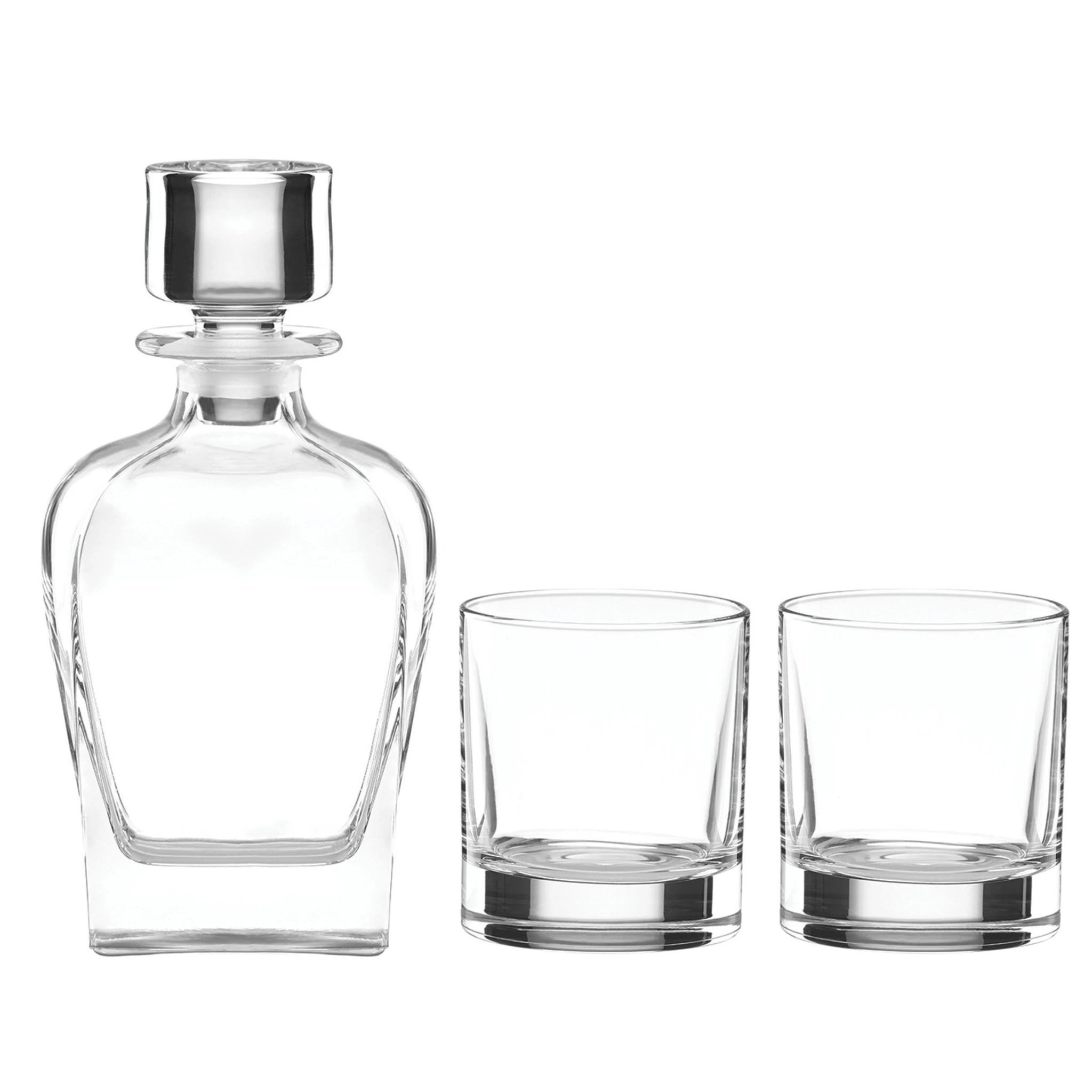 3 Piece Smoke Grey Tinted Glass Hexagonal Carafe Decanter and Drinking  Glasses Set