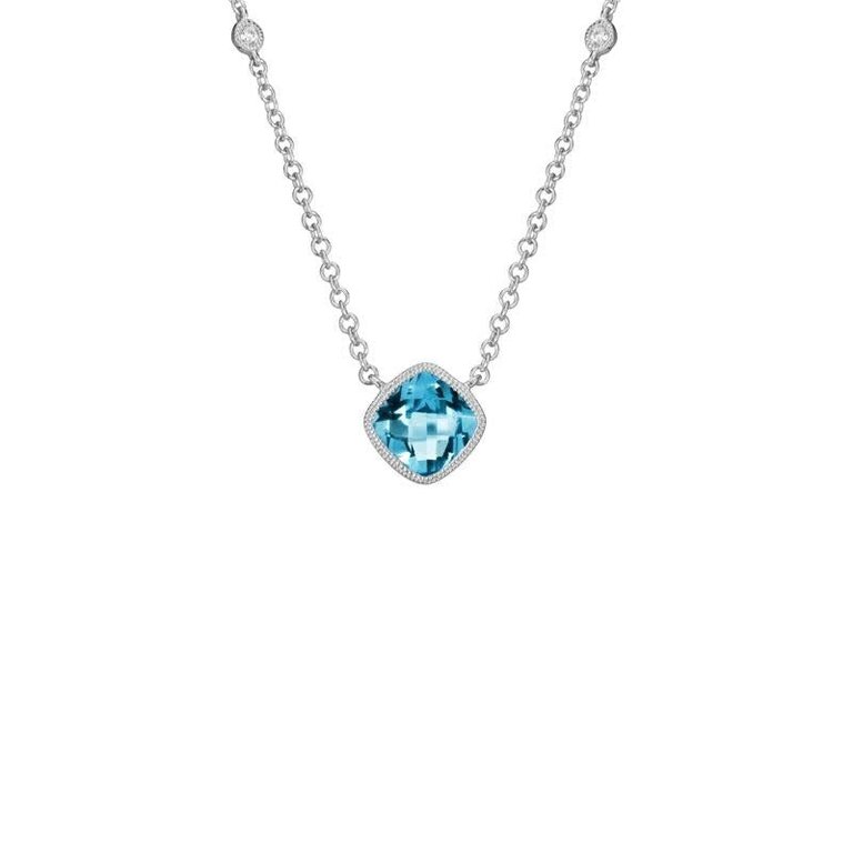 White Gold Swiss Blue Topaz Necklace