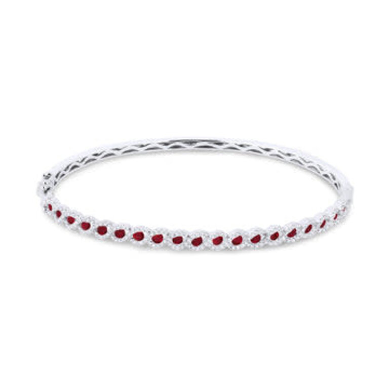 White Gold Ruby and Diamond Bangle Bracelet