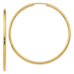 Yellow Gold Polished Round Endless 2mm Hoop Earrings