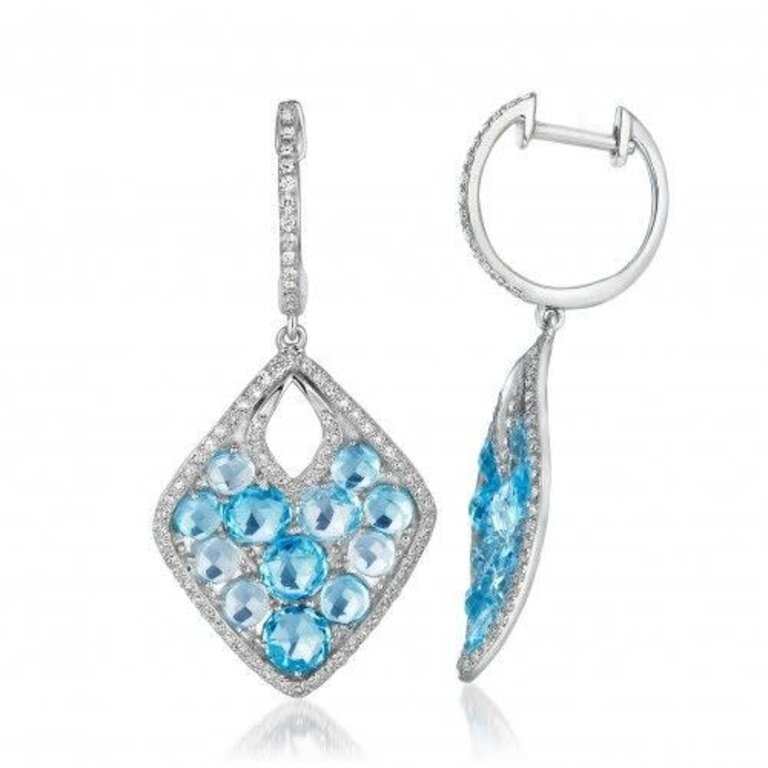 Madison L Blue Topaz & Diamond Dangle Earrings