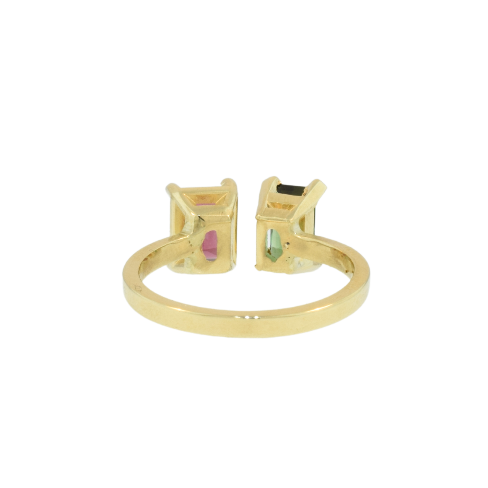 Yellow Gold Pink & Green Tourmaline Ring