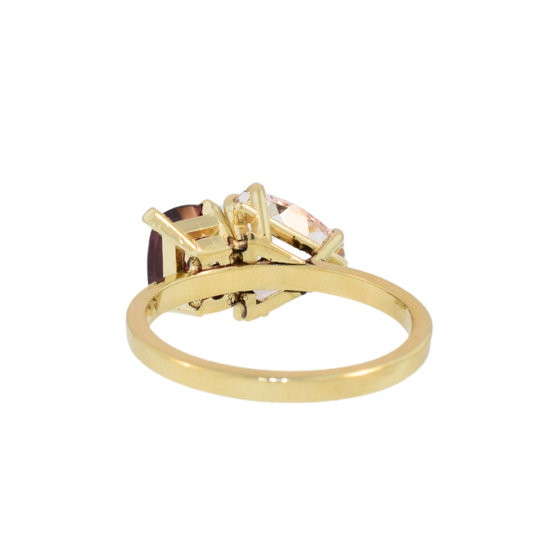 Yellow Gold  Morganite & Rhodolite Ring