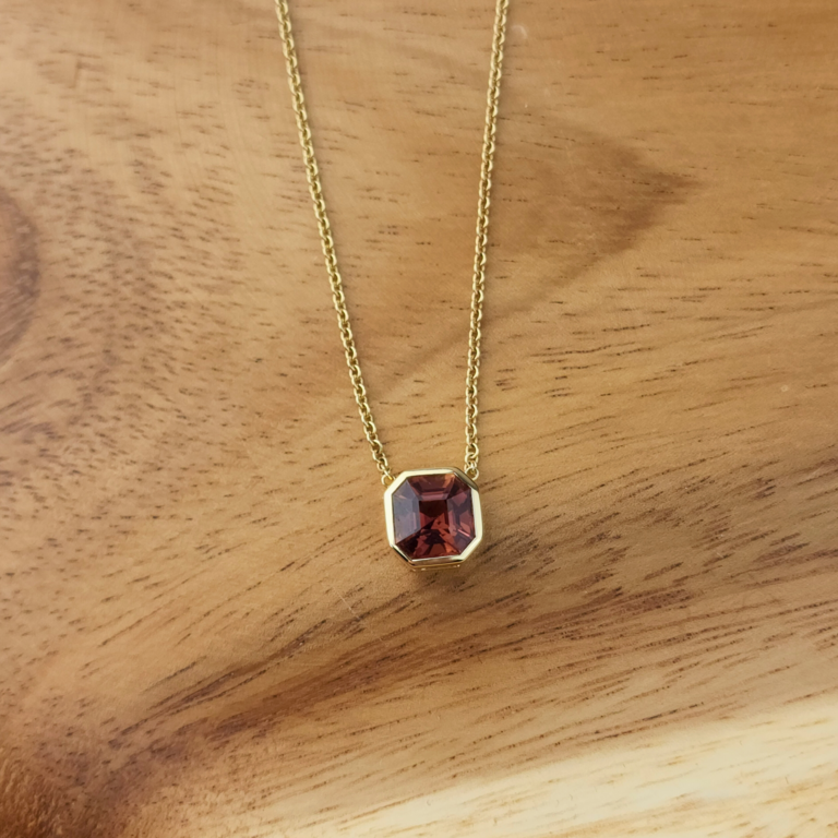 Bezel Rhodolite Necklace