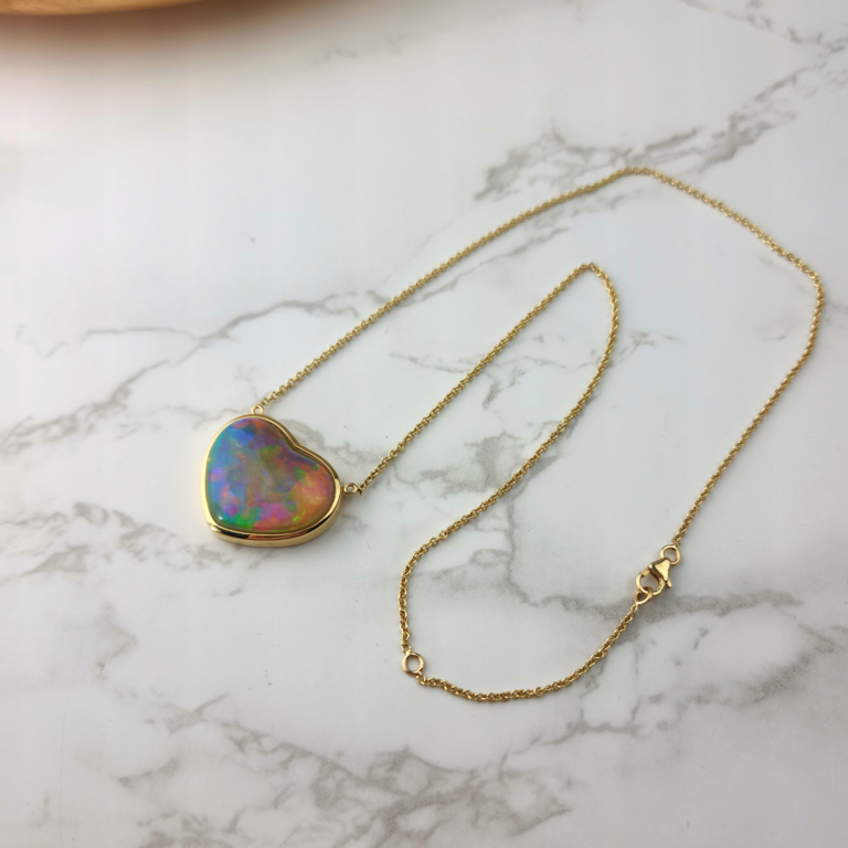 Ethiopian Opal Heart Necklace