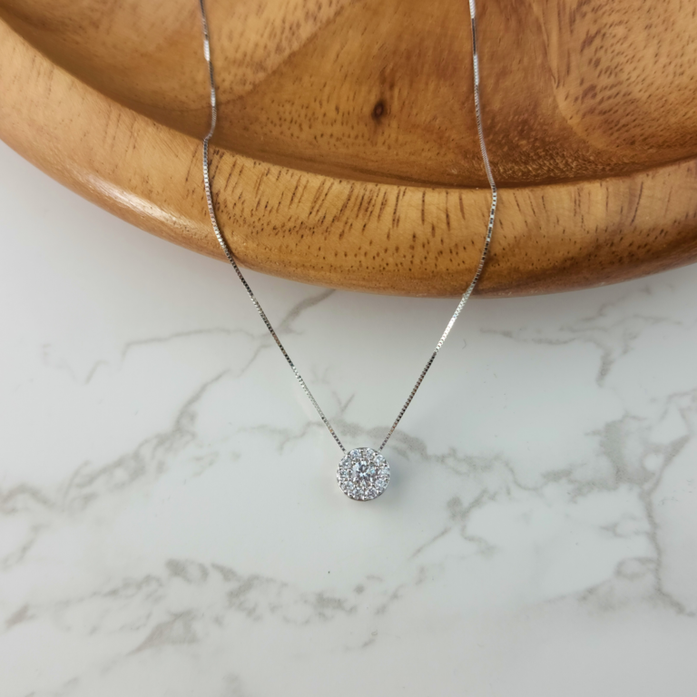 Diamond Cluster Pendant with Chain