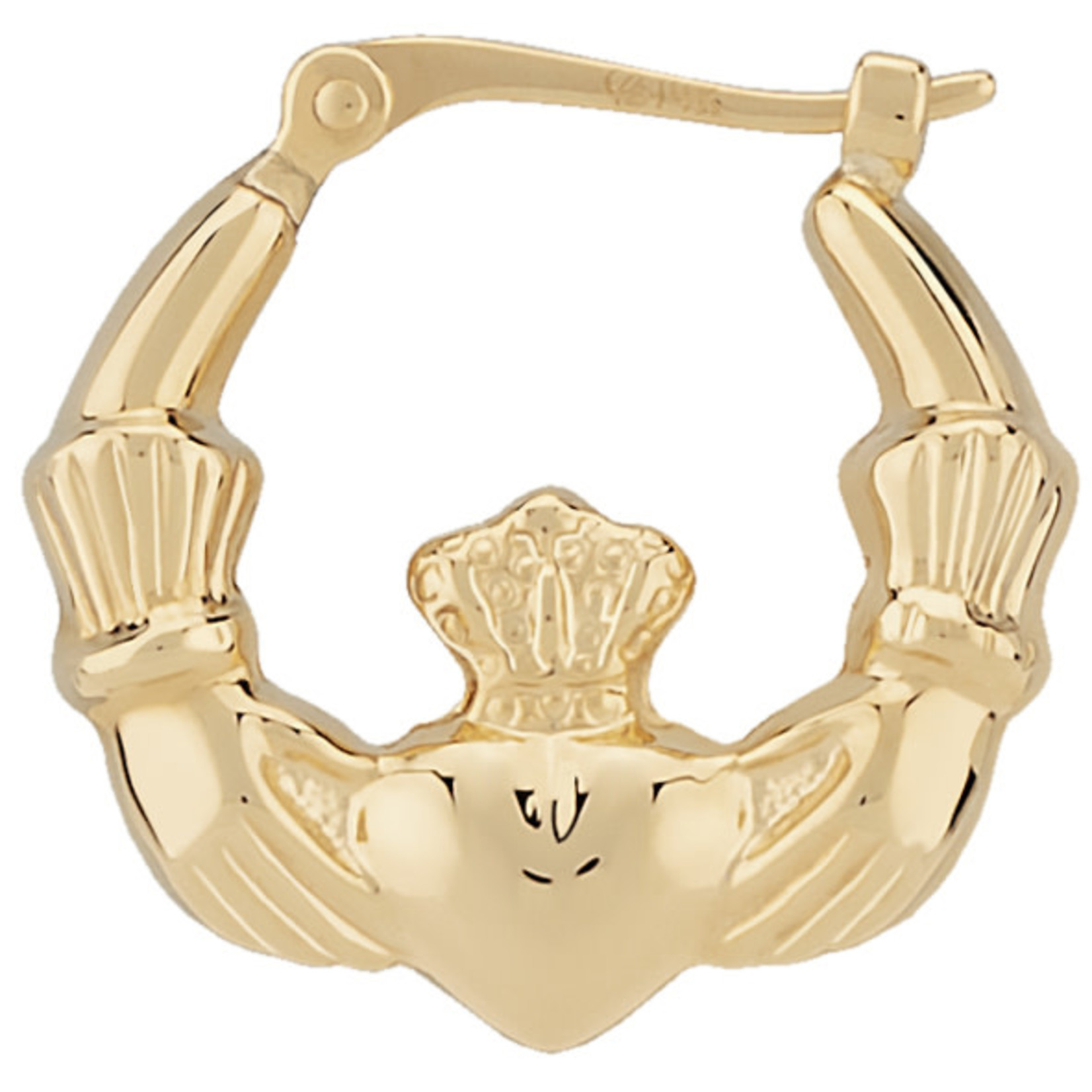 Yellow Gold Claddagh Hoops