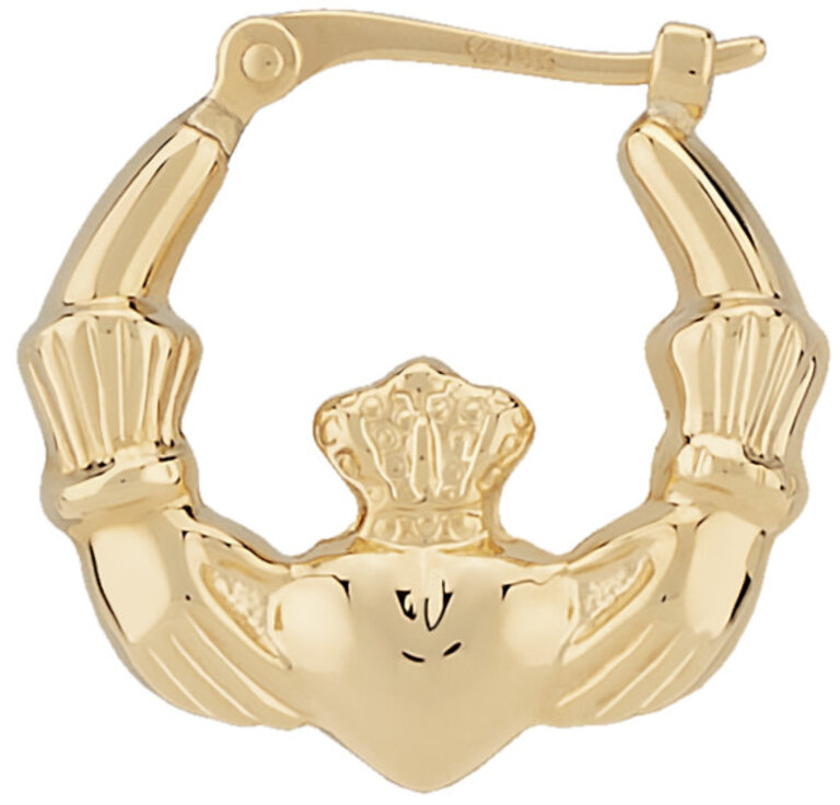 Yellow Gold Claddagh Hoops