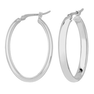 Carla White Gold Medium Oval Hoops 1/2 Round