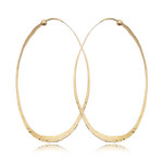 Yellow Gold Oval Hammered Twist Hoops