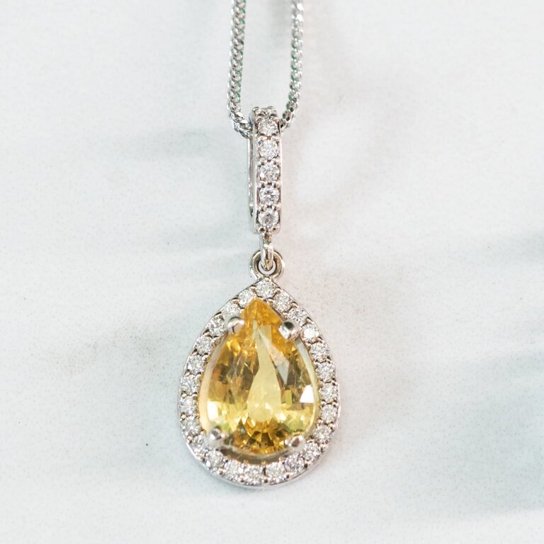 Yellow Sapphire and Diamond Pendant