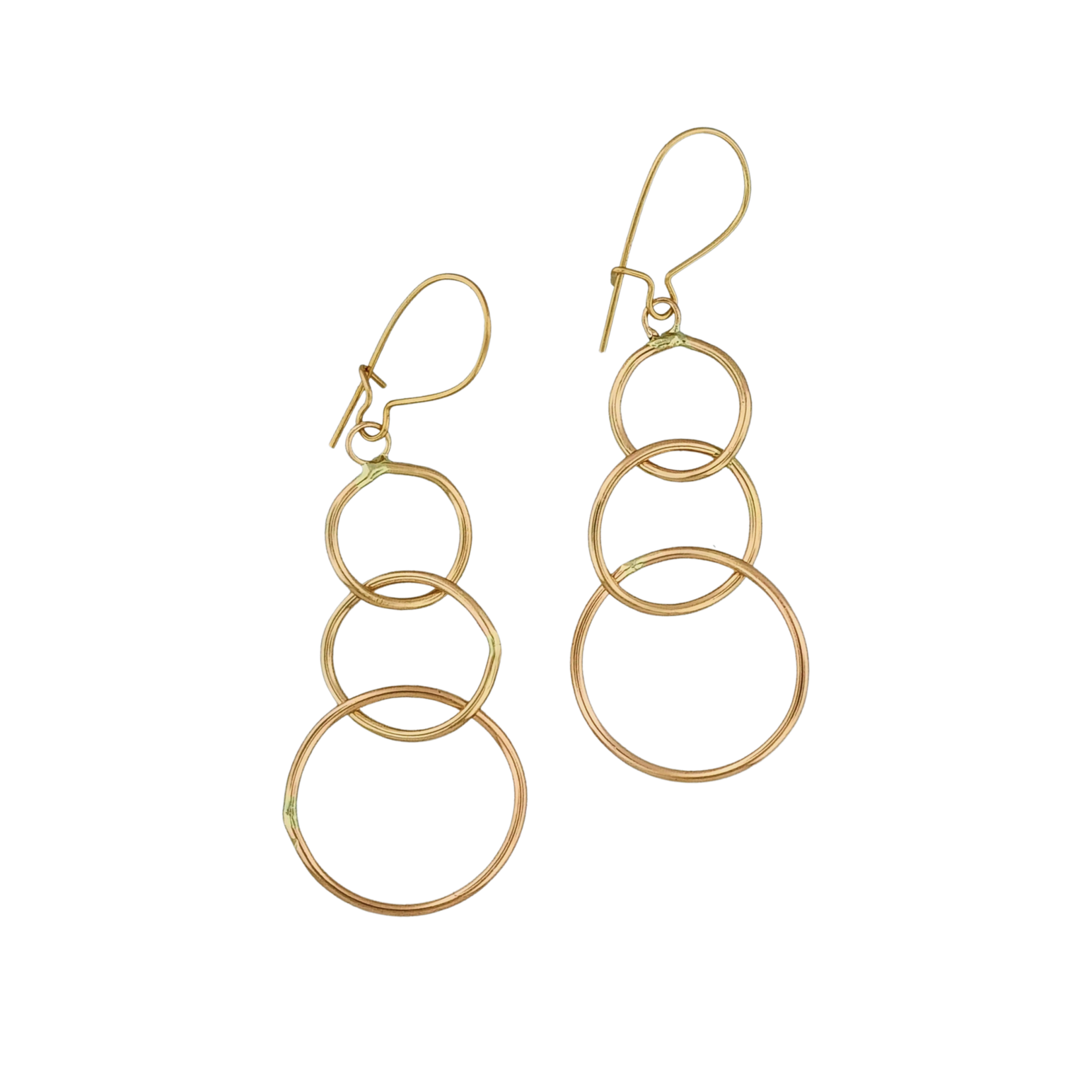 14KY Gold Wire Triple Circle Drop Earring