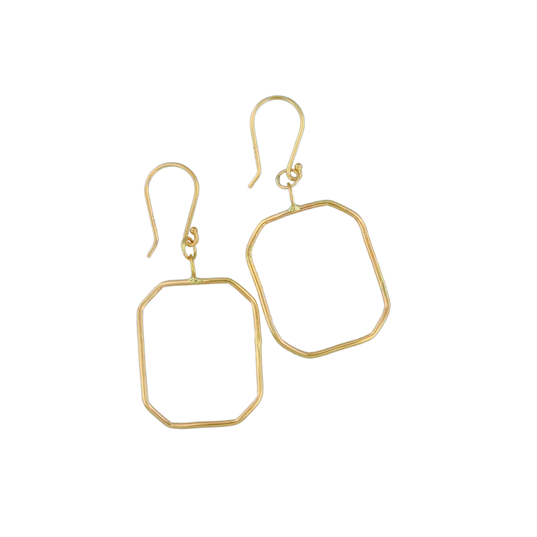 14KY Gold Wire Rectangle  Drop Earring