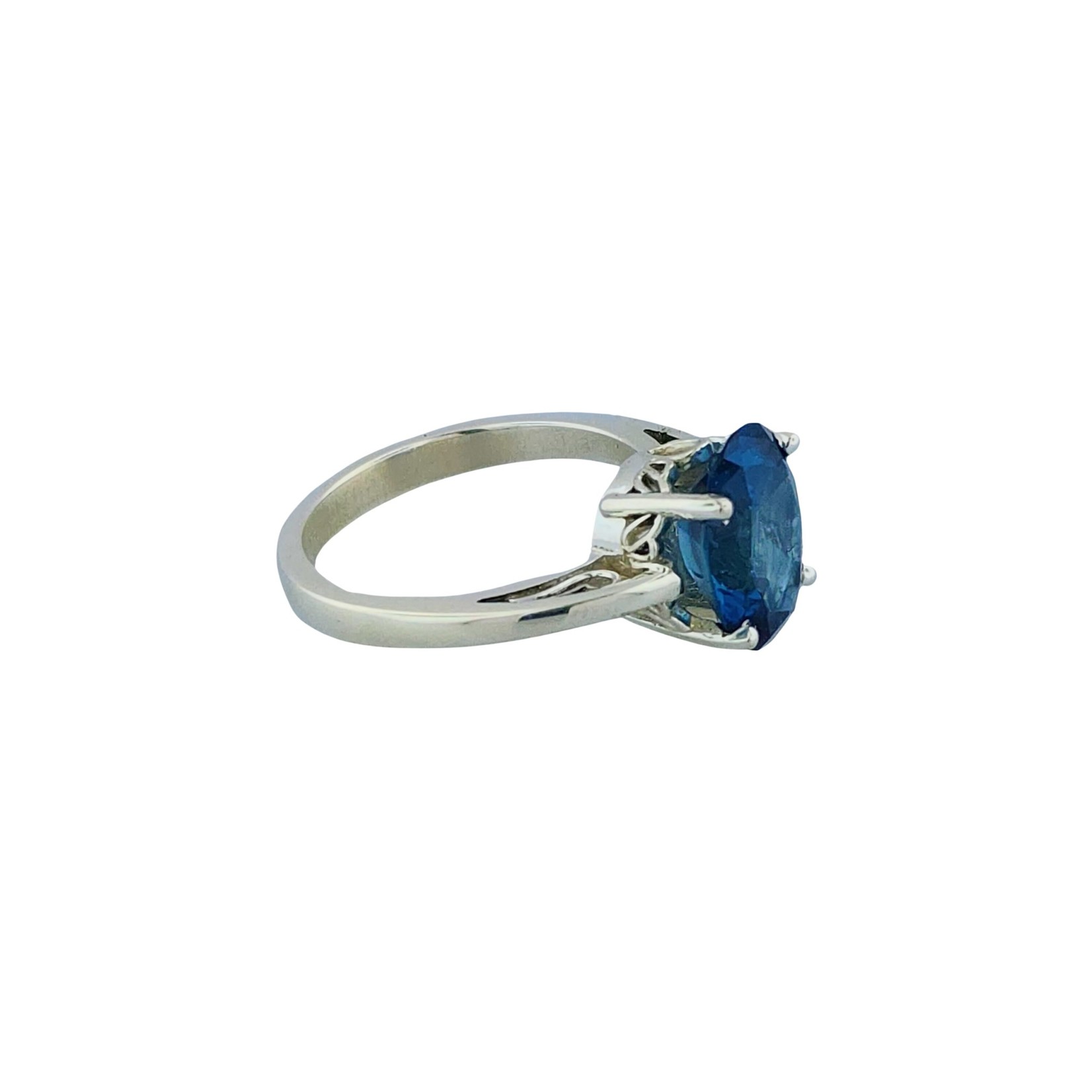Sterling Oval London Blue Topaz scroll ring