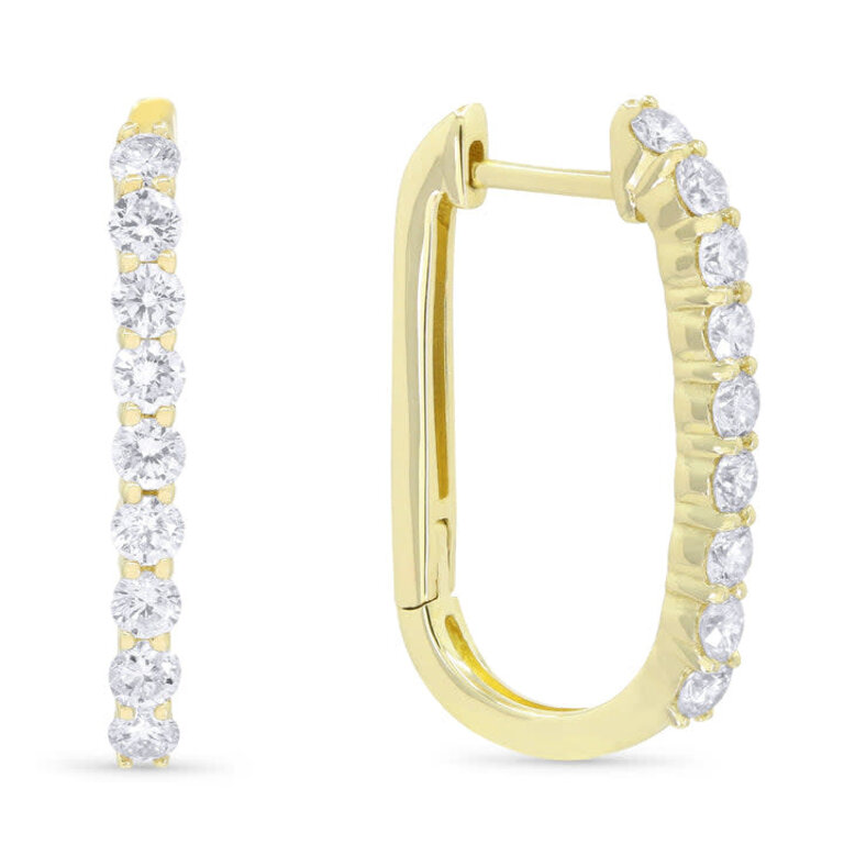 14K Rectangular Diamond Hoops