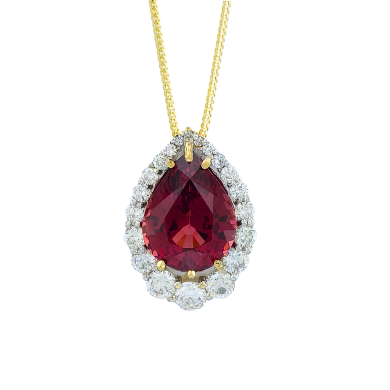 Expressions Jewelers Rhodolite Garnet & Diamond Halo Pendant