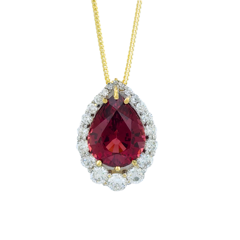 Rhodolite Garnet & Diamond Halo Pendant