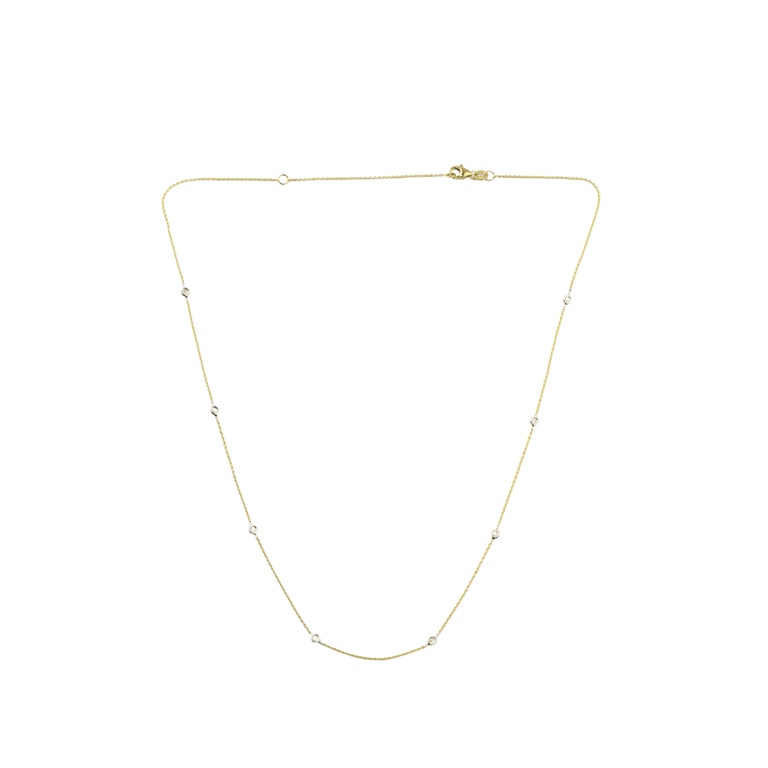 Two Tone Gold .25ct Diamonds-by the-Yard-Necklace