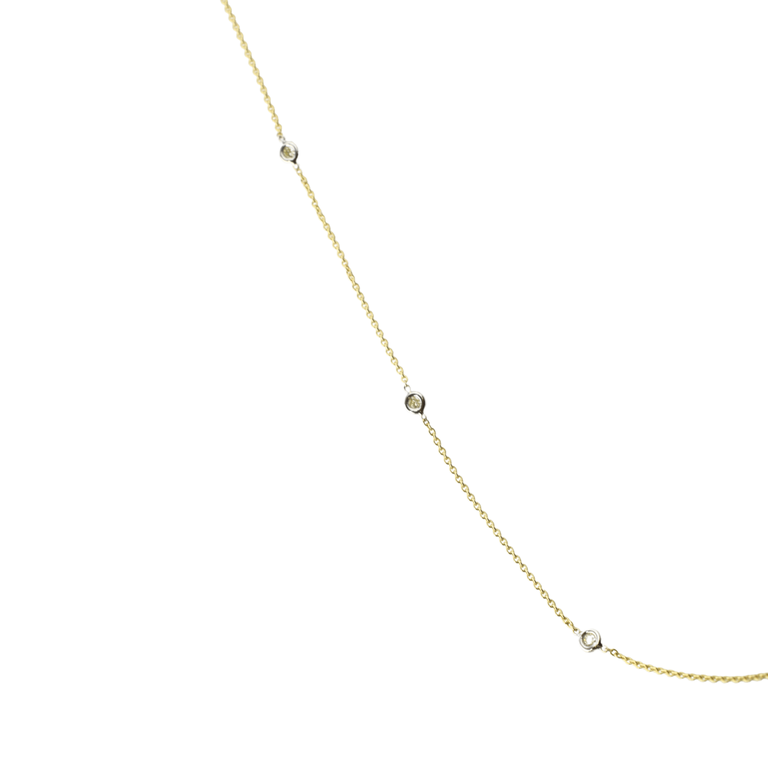 Two Tone Gold .25ct Diamonds-by the-Yard-Necklace