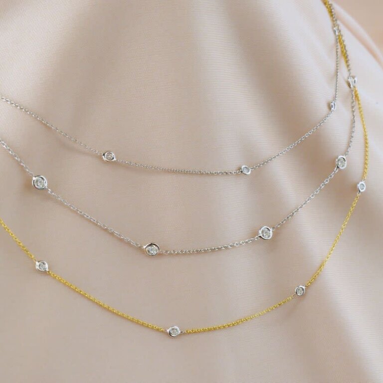 Two Tone Gold .25ct Diamonds-by the-Yard-Necklace