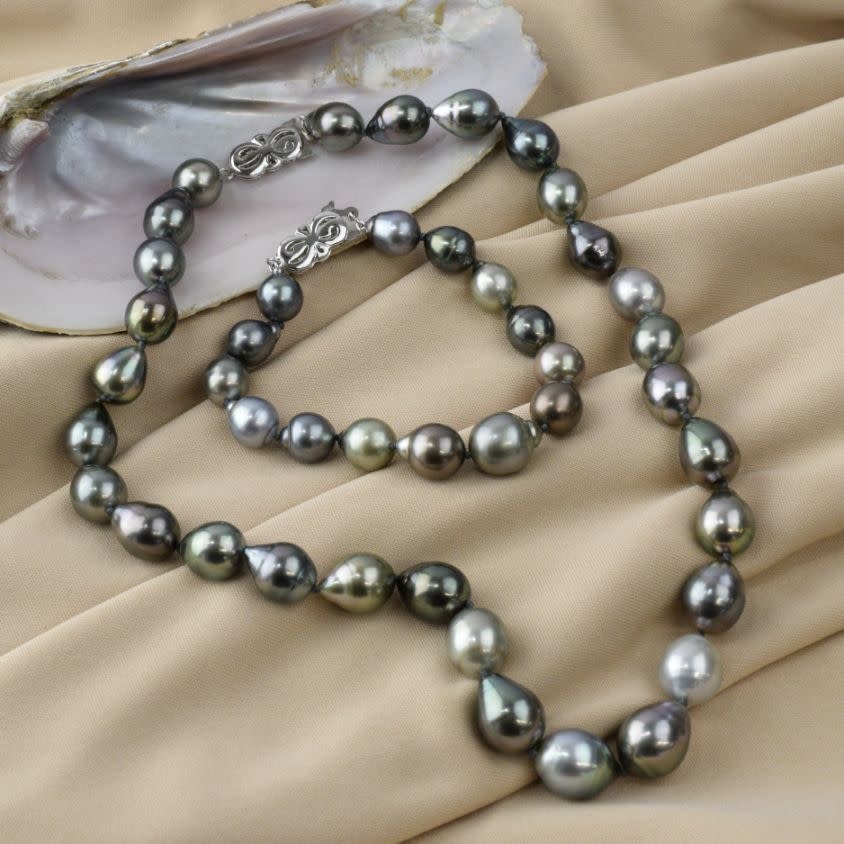 Real pearl necklace mens women Two color gemstone choker White green - Ruby  Lane