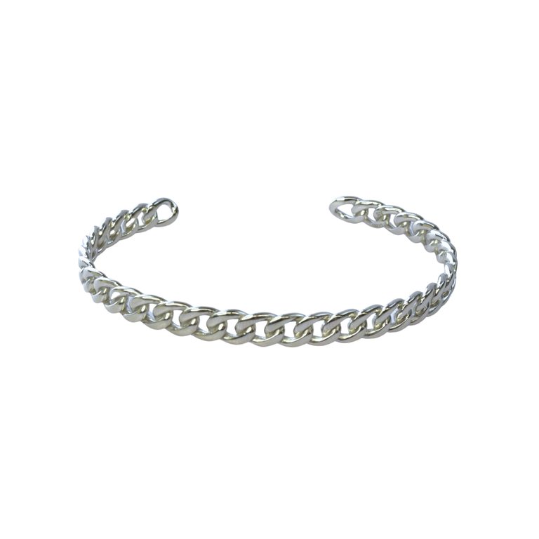 Expressions Jewelers Silver Curb Chain Link Cuff Bracelet